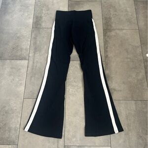 Brandy Melville black flare yoga pants with white stripe one size